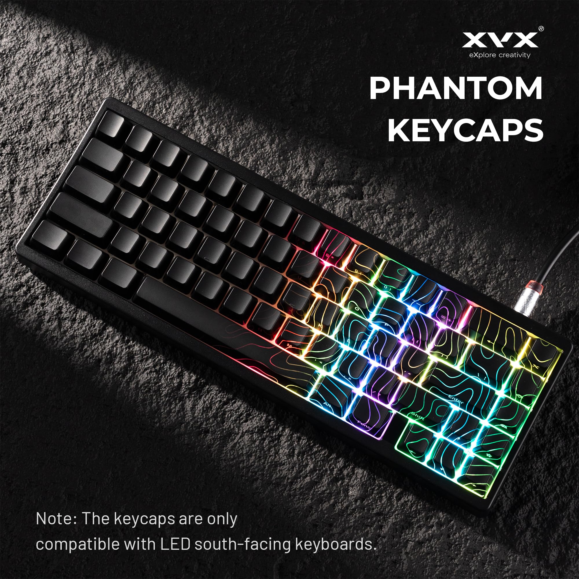 HITIME x XVX Stealth Keycaps - Shine Through Topographic Keycaps